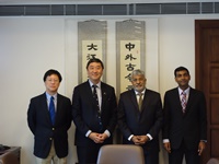 Mr. Shri Satish C. Mehta (second from right),  Director General of the Indian Council for Cultural Relations, accompanied by Mr. Prashant Agrawal (far right), Consul General of India to Hong Kong SAR & Macau SAR, visited CUHK on 29 July 2014 to strengthen collaboration between the University and Indian institutions.